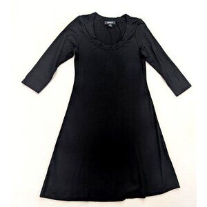 Karen Kane Women's T-Shirt Dress Size XS Black Stretch Knit 3/4 Sleeve Shift